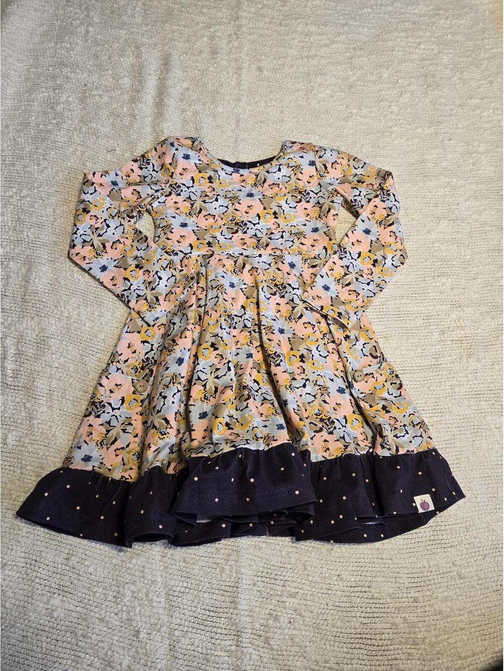 Girls' Long Sleeve Floral Dress with Ruffle Hem cheeky plum